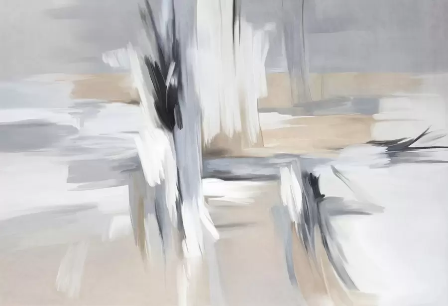 Wall Mural Photo Wallpaper Abstract textured painting style with brushstrokes in shades of white, gray and beige w09651