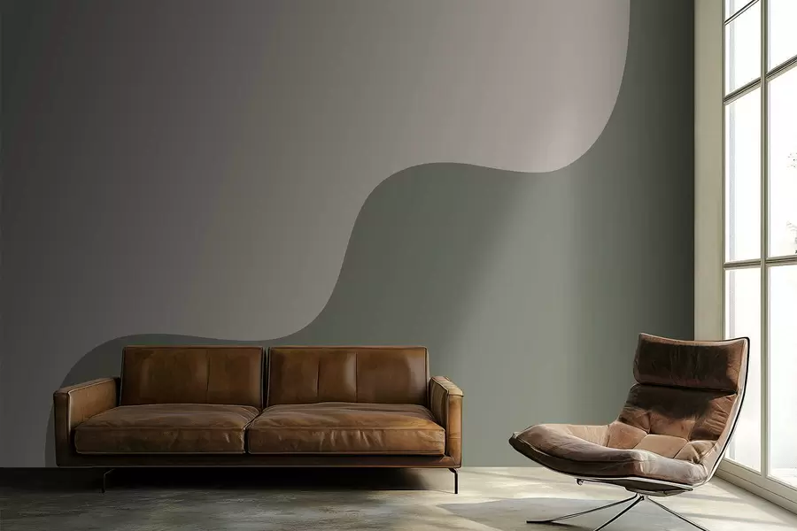 Wall Mural Photo Wallpaper Smooth abstract shapes in light beige and green shades w05097