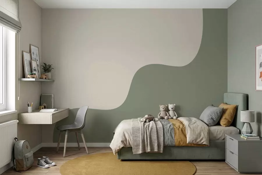 Wall Mural Photo Wallpaper Smooth abstract shapes in light beige and green shades w05097