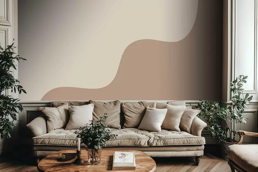 Wall Mural Photo Wallpaper Smooth abstract shapes in light beige and brown tones w05097v2