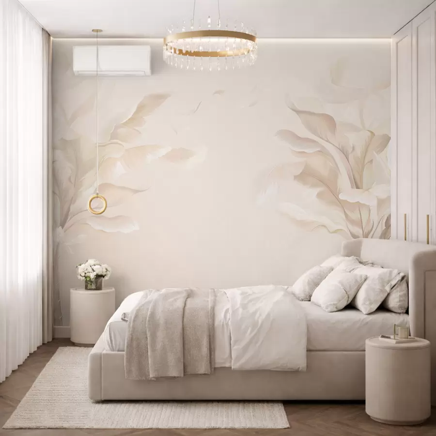Wall Mural Photo Wallpaper Airy decorative plants in warm creamy tones w05126