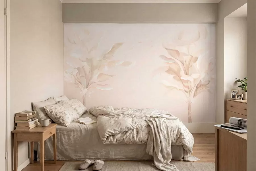 Wall Mural Photo Wallpaper Airy decorative plants in warm creamy tones w05126