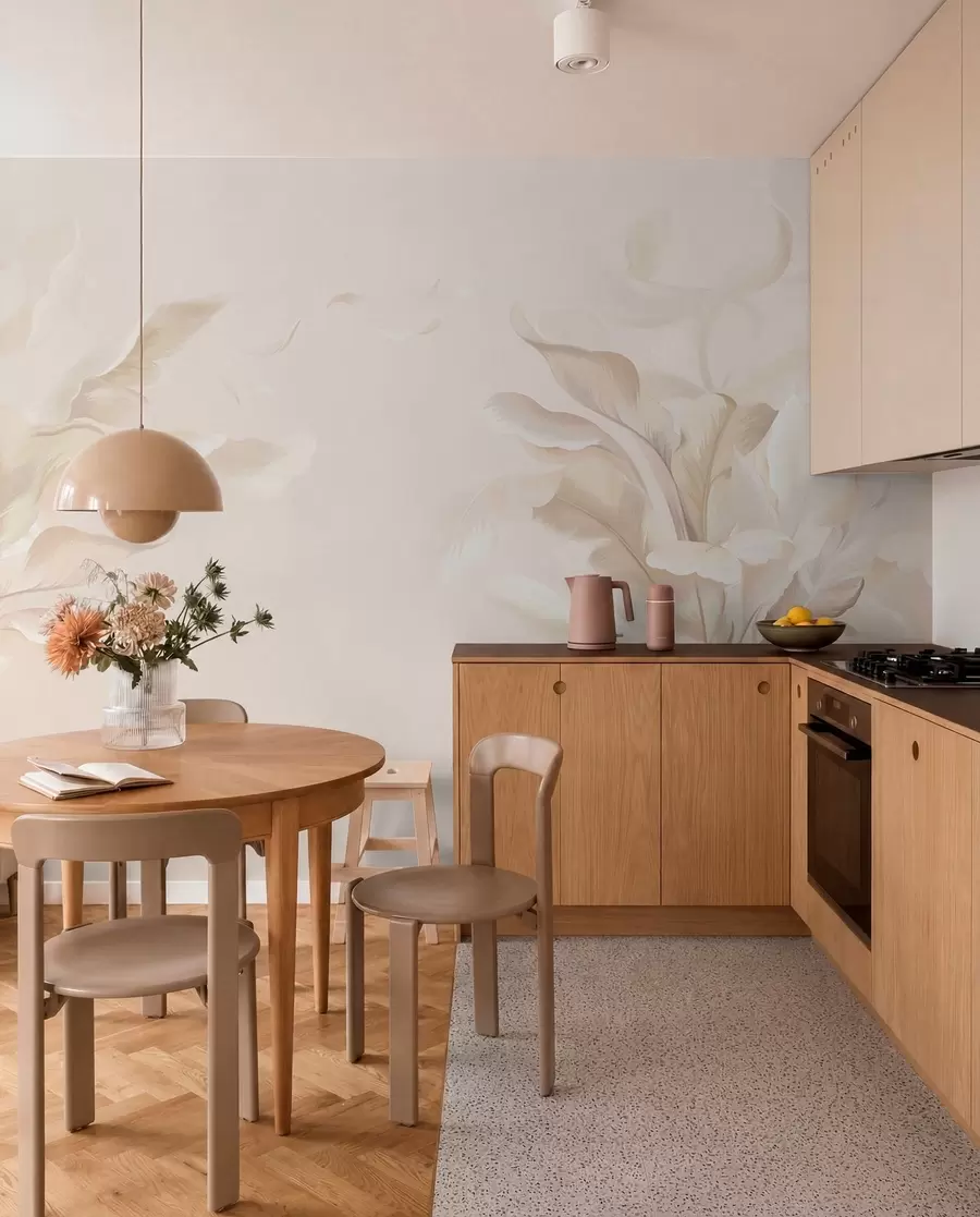 wall murals Airy decorative plants in warm creamy tones w05126