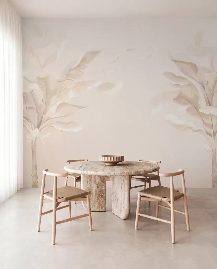 peintures murales Plantes décoratives aériennes dans des tons crème chauds w05126