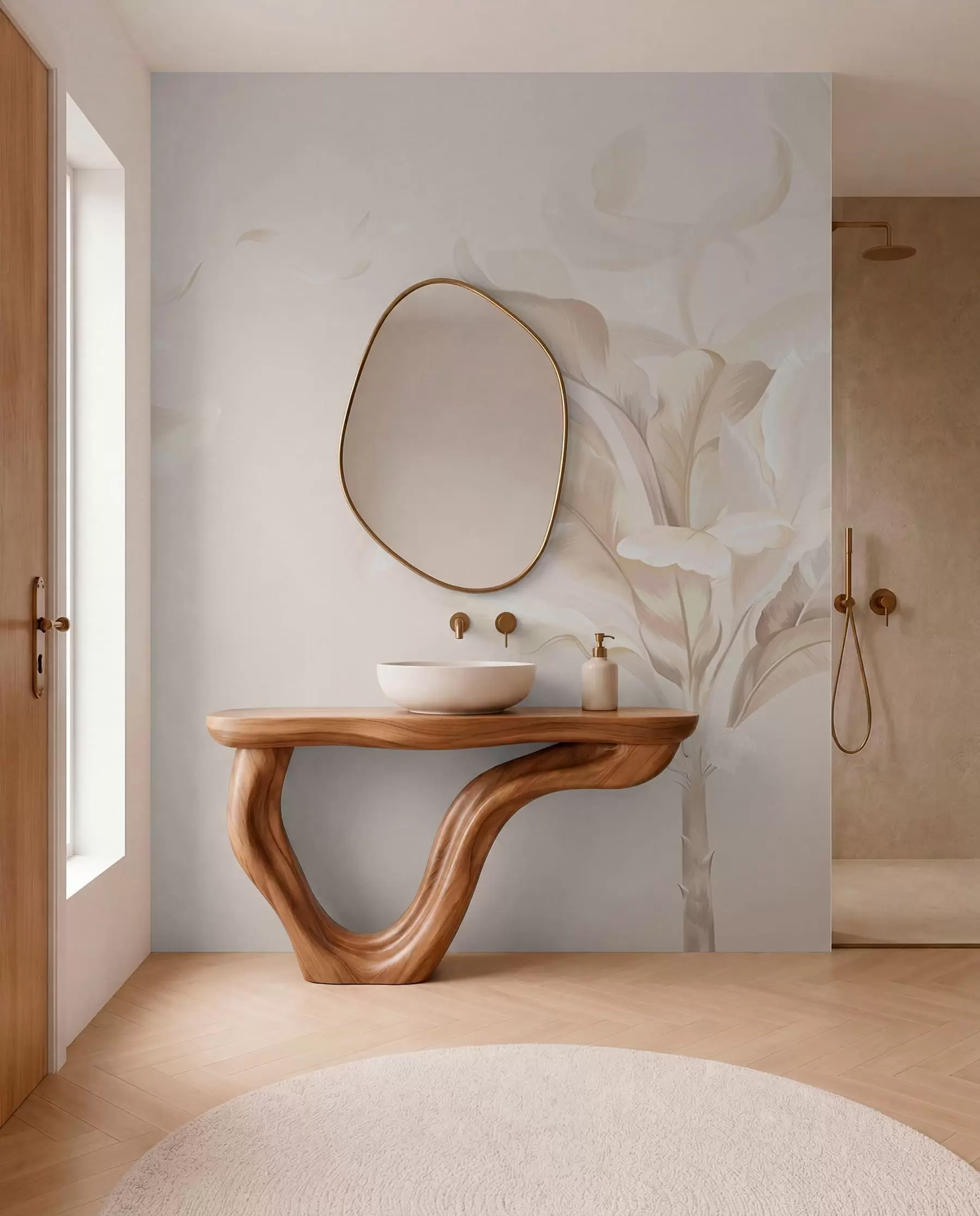 wall murals Airy decorative plants in warm creamy tones w05126