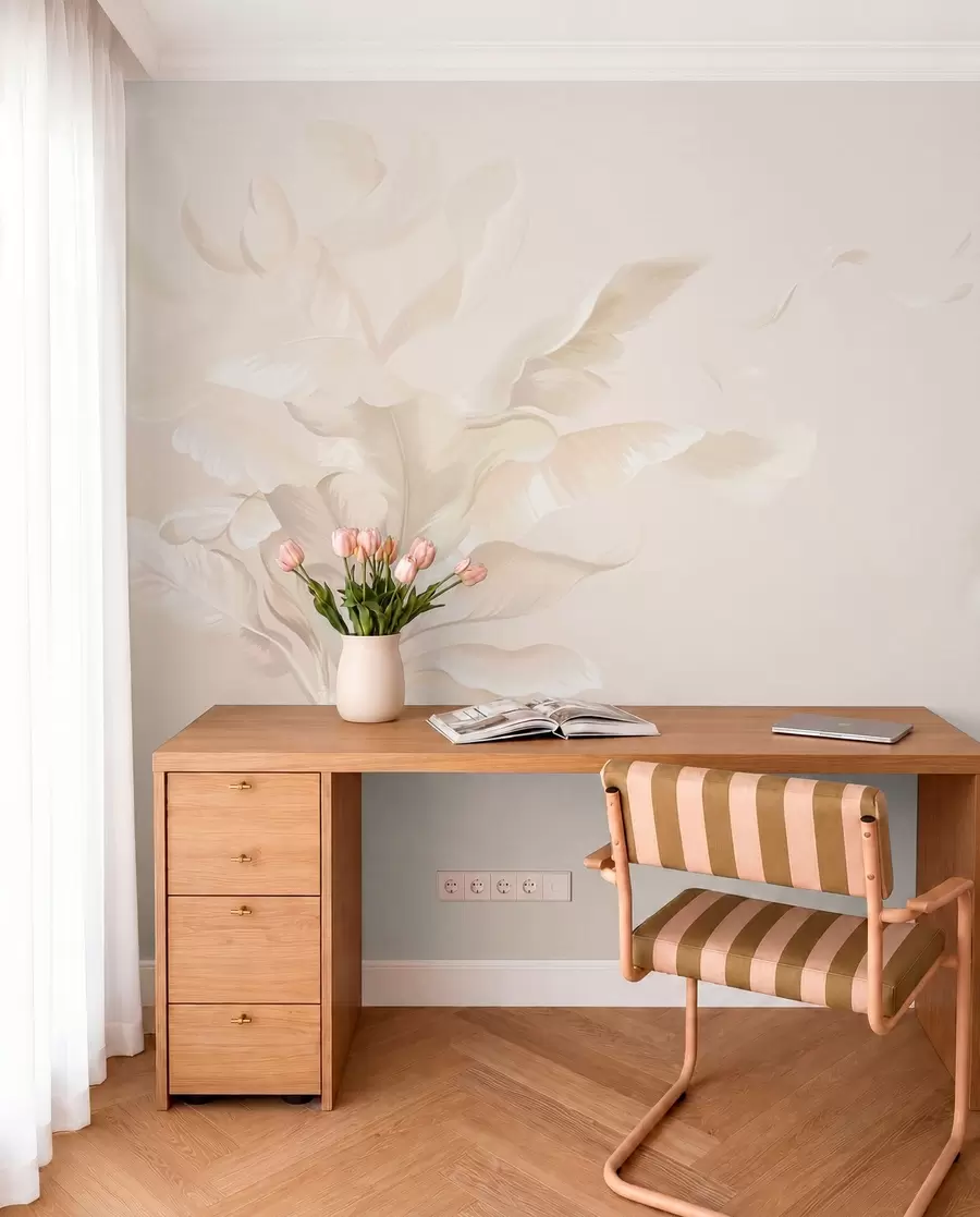 peintures murales Plantes décoratives aériennes dans des tons crème chauds w05126
