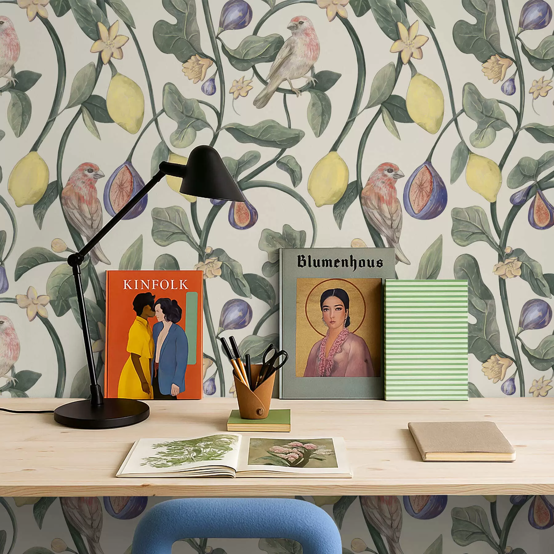 Wall Mural Photo Wallpaper Birds among leaves and fruits a01107