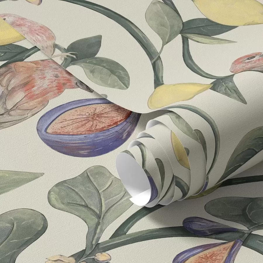 murales Pájaros entre hojas y frutos a01107