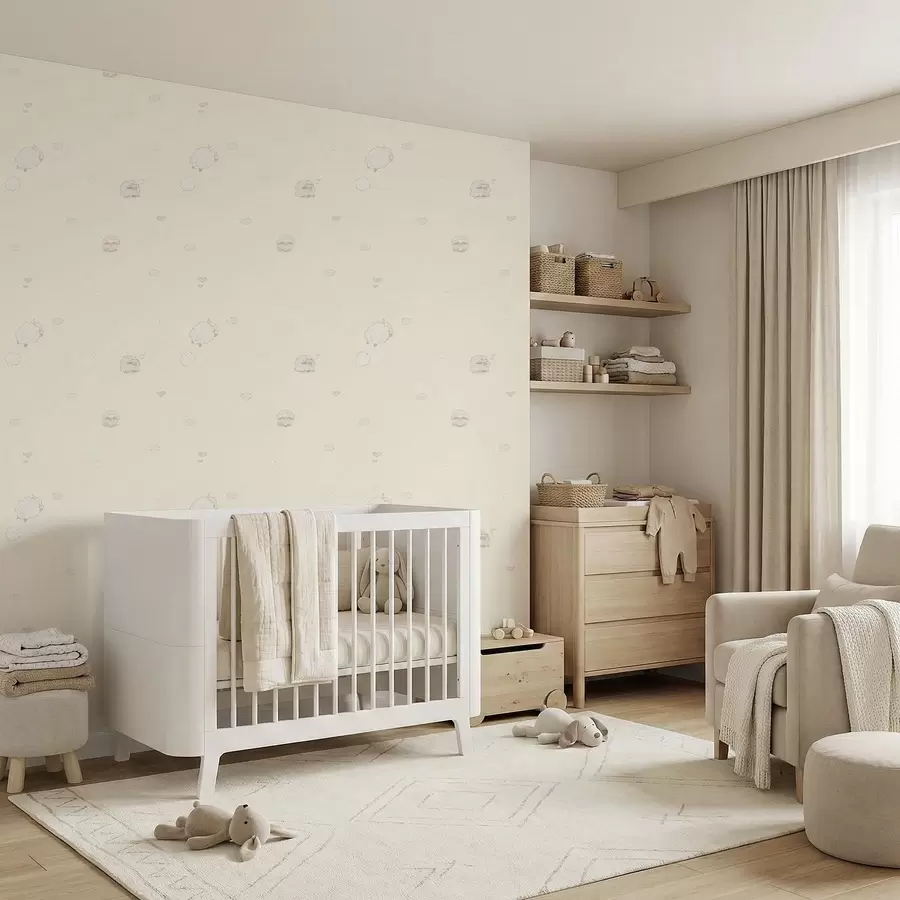 peintures murales Motif mignon avec des moutons et des petits cœurs a01109