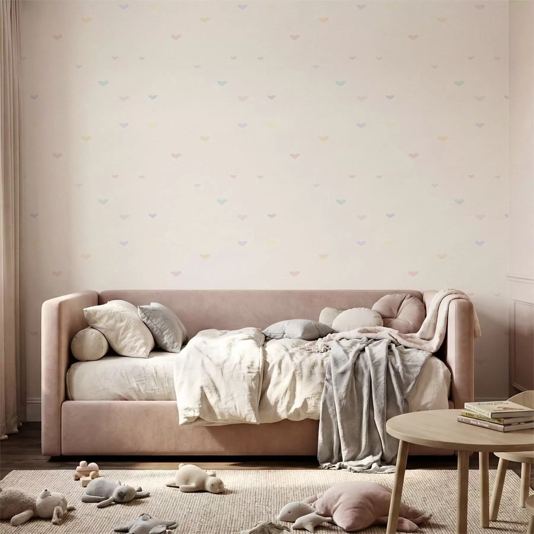 peintures murales Cœurs pastel sur fond clair et doux a01110v1