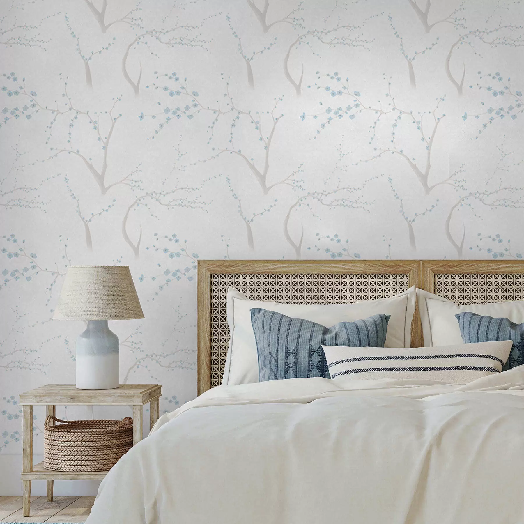 peintures murales Branches légères aux fleurs bleues a01111