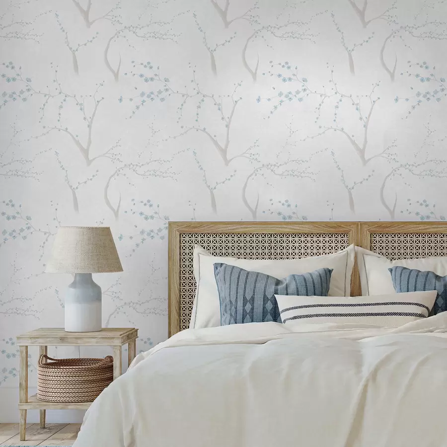 Wall Mural Photo Wallpaper Light branches with blue blossoms a01111