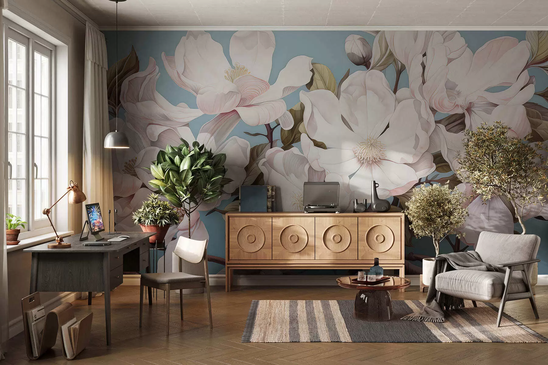 Wall Mural Photo Wallpaper Lush flowers on a tree branch w05178