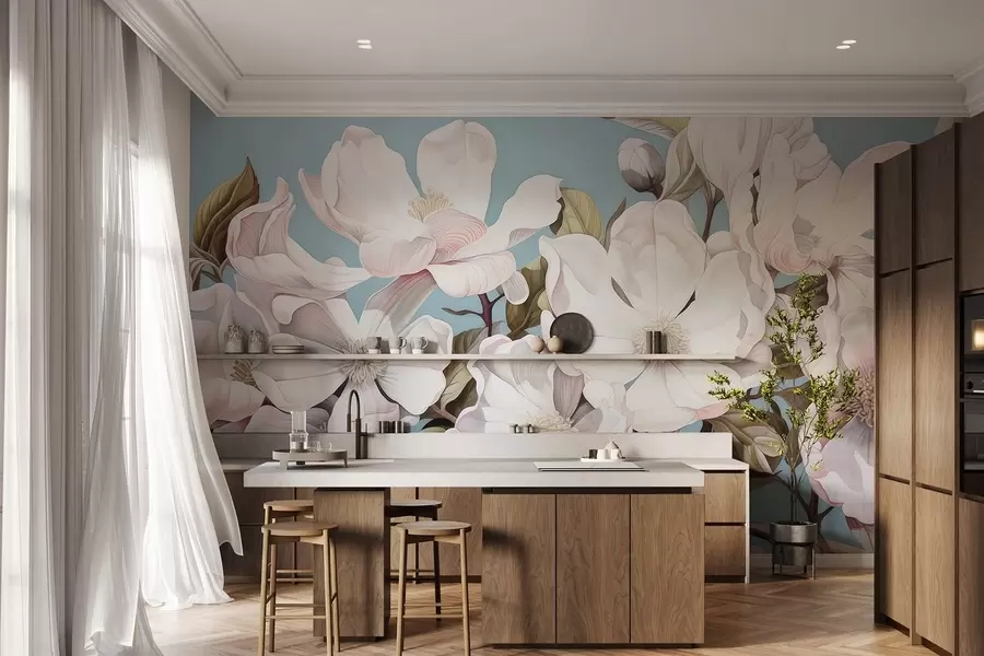 Wall Mural Photo Wallpaper Lush flowers on a tree branch w05178