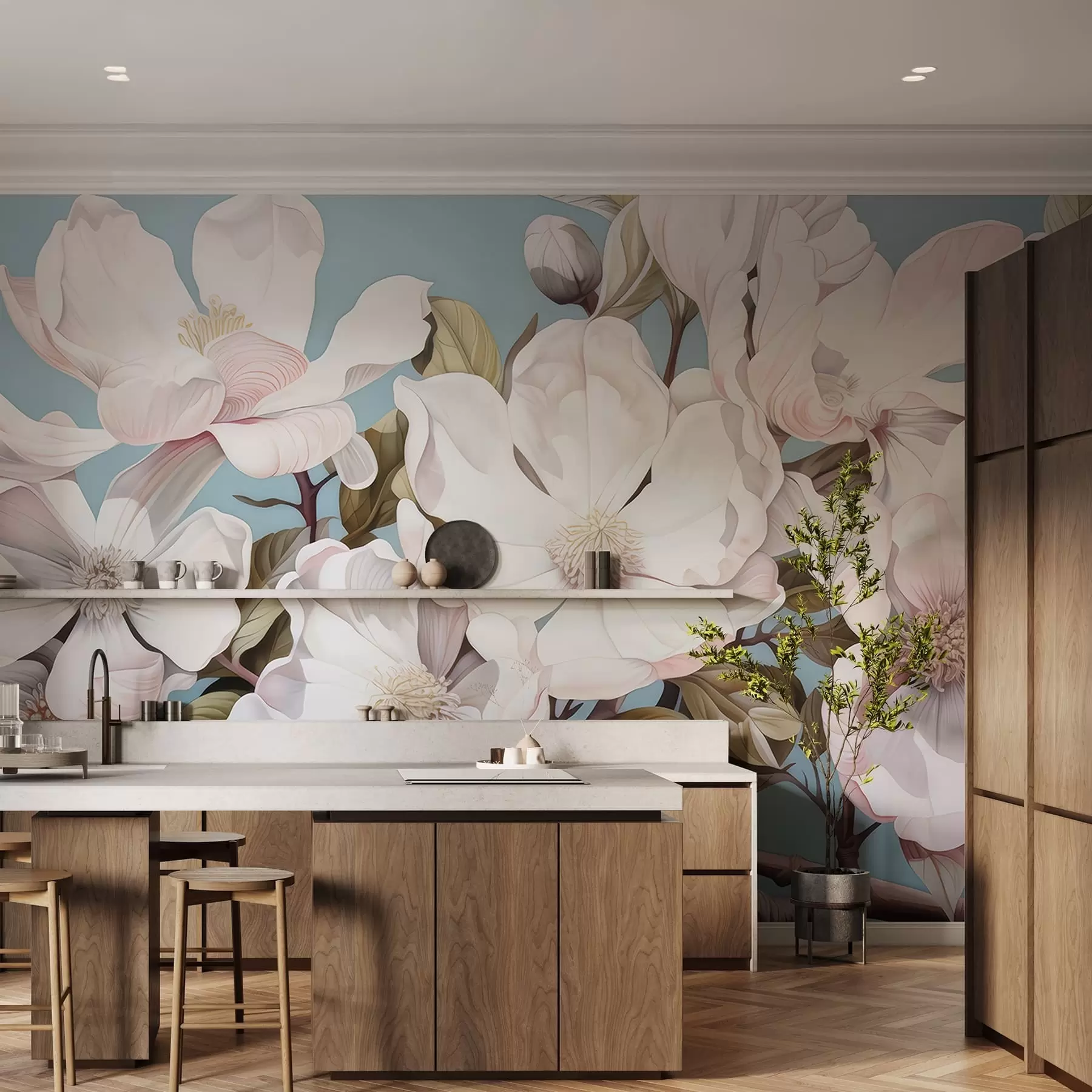 Wall Mural Photo Wallpaper Lush flowers on a tree branch w05178