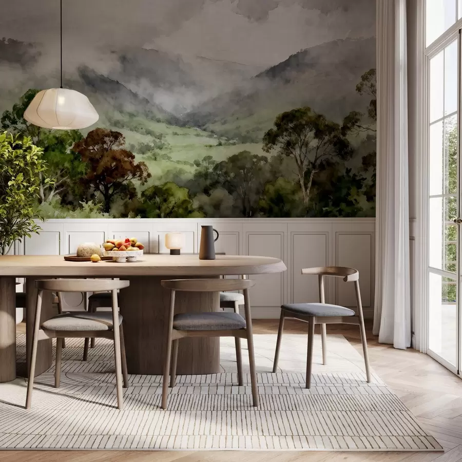 Wall Mural Photo Wallpaper Painted landscape in the fog w05185