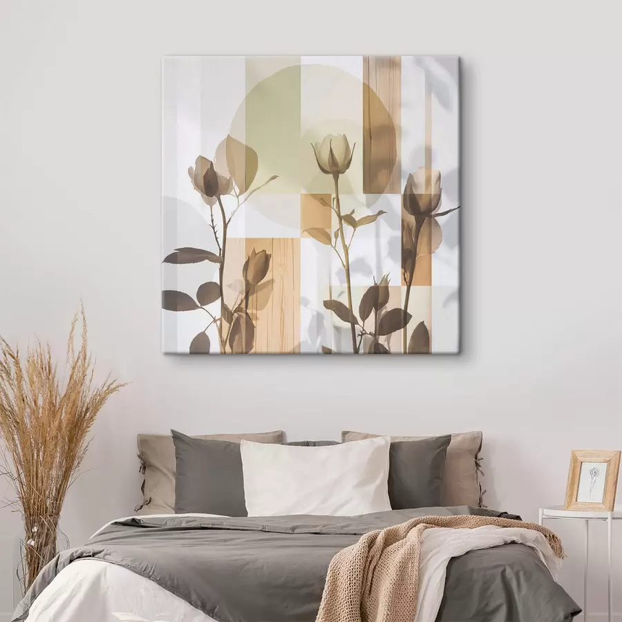 wall murals Abstraction with flowers and geometric shapes s47654