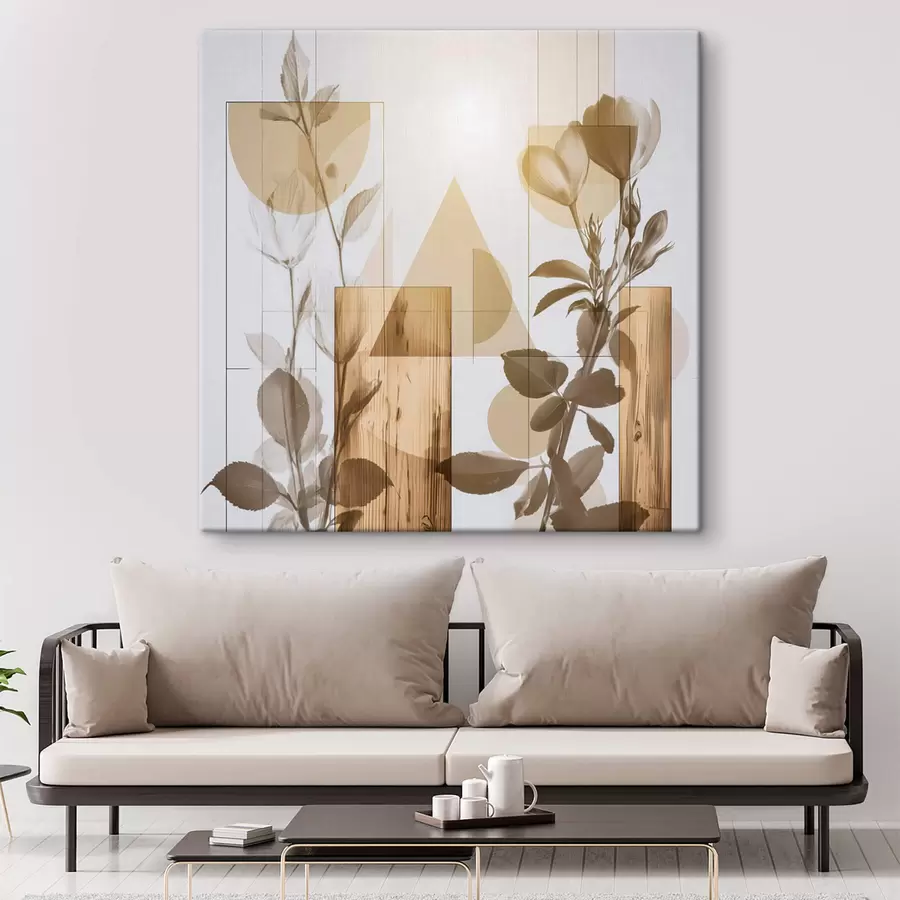 wall murals Abstraction with flowers and geometric shapes s47655