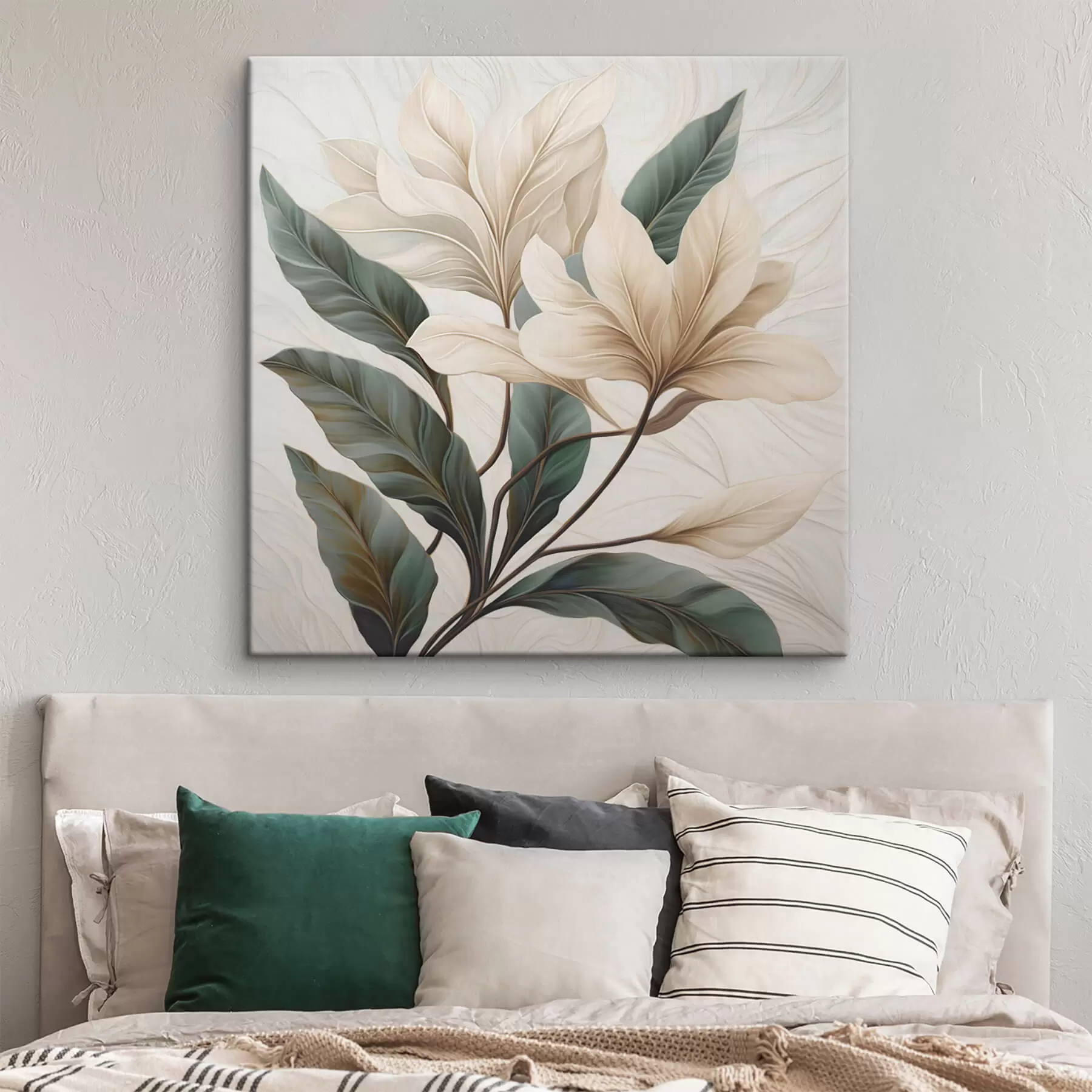 wall murals Flowers with leaves s47669