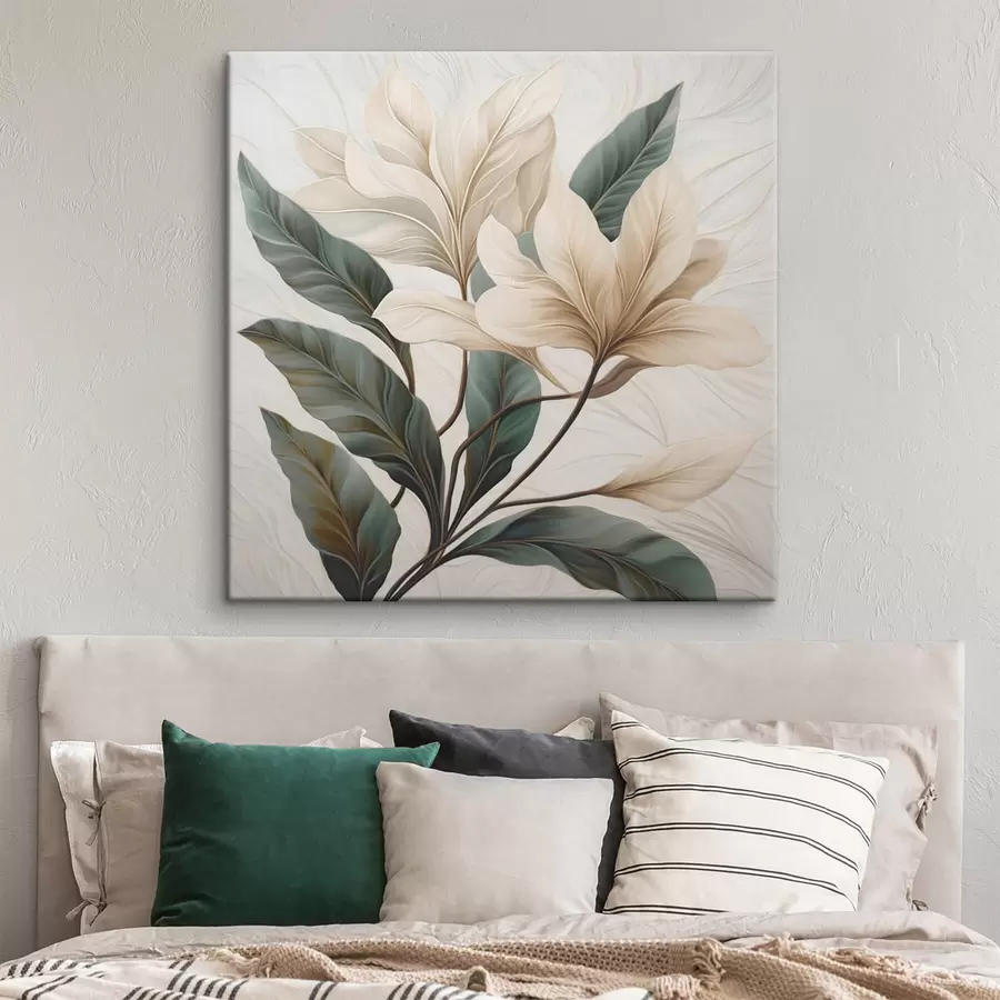 wall murals Flowers with leaves s47669