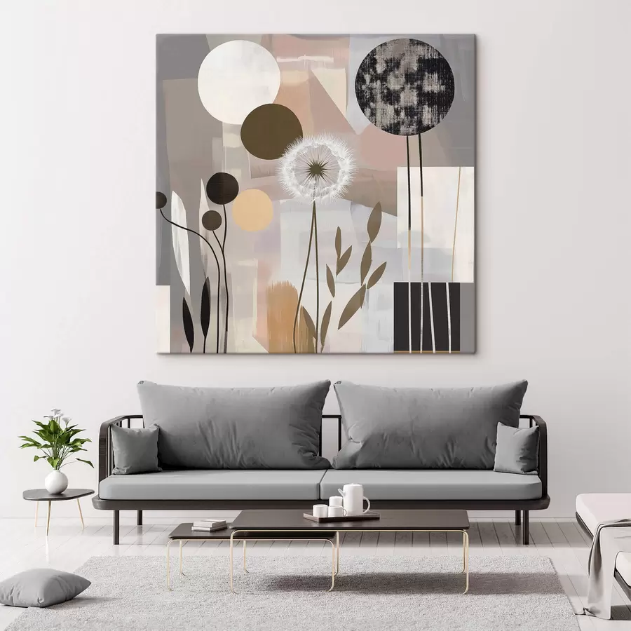 wall murals Abstraction with dandelions and plants s47775