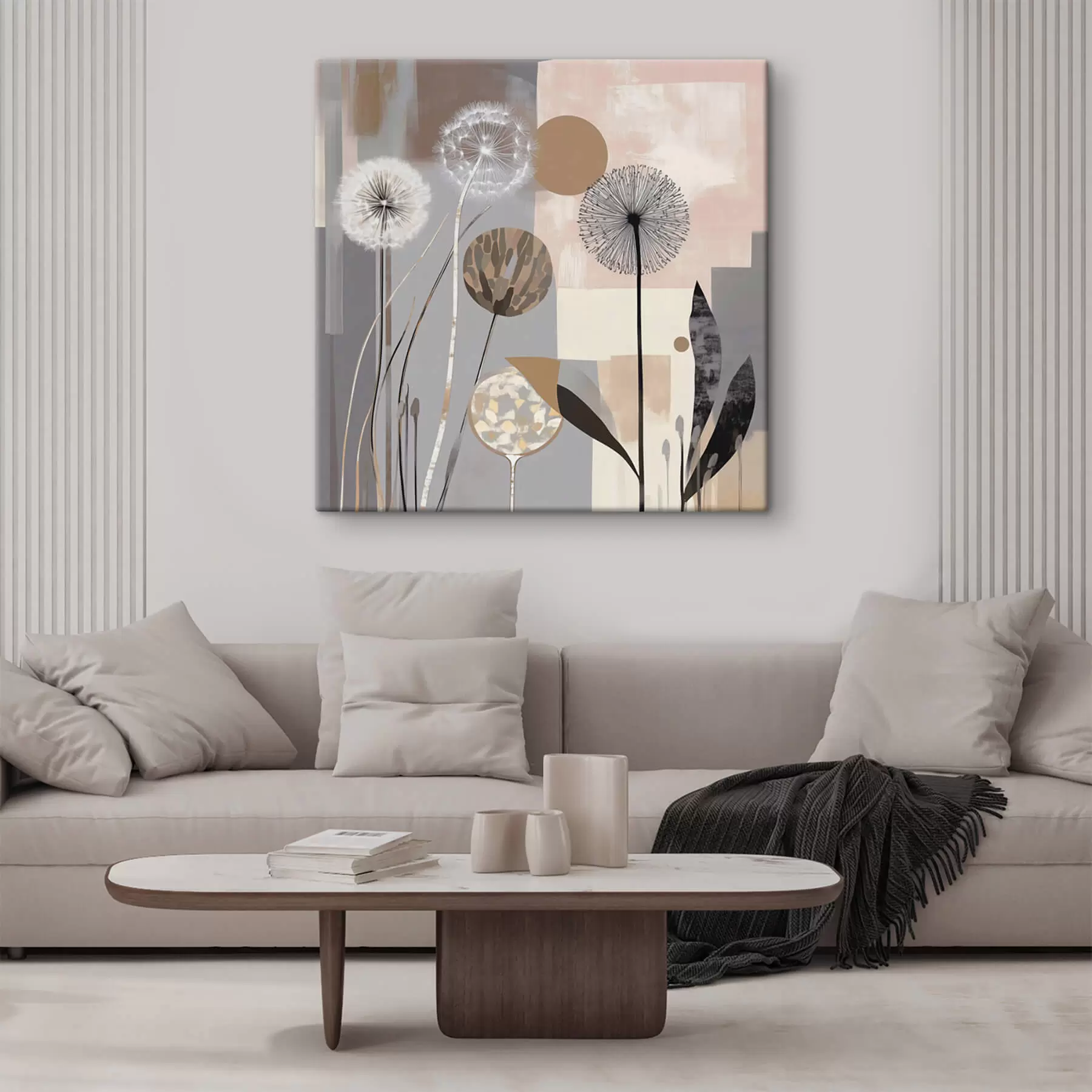 wall murals Abstraction with dandelions and plants s47776