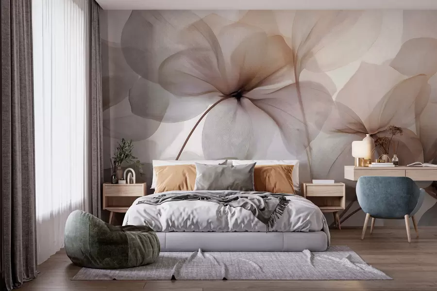 murales flores semitransparentes con vetas w05070