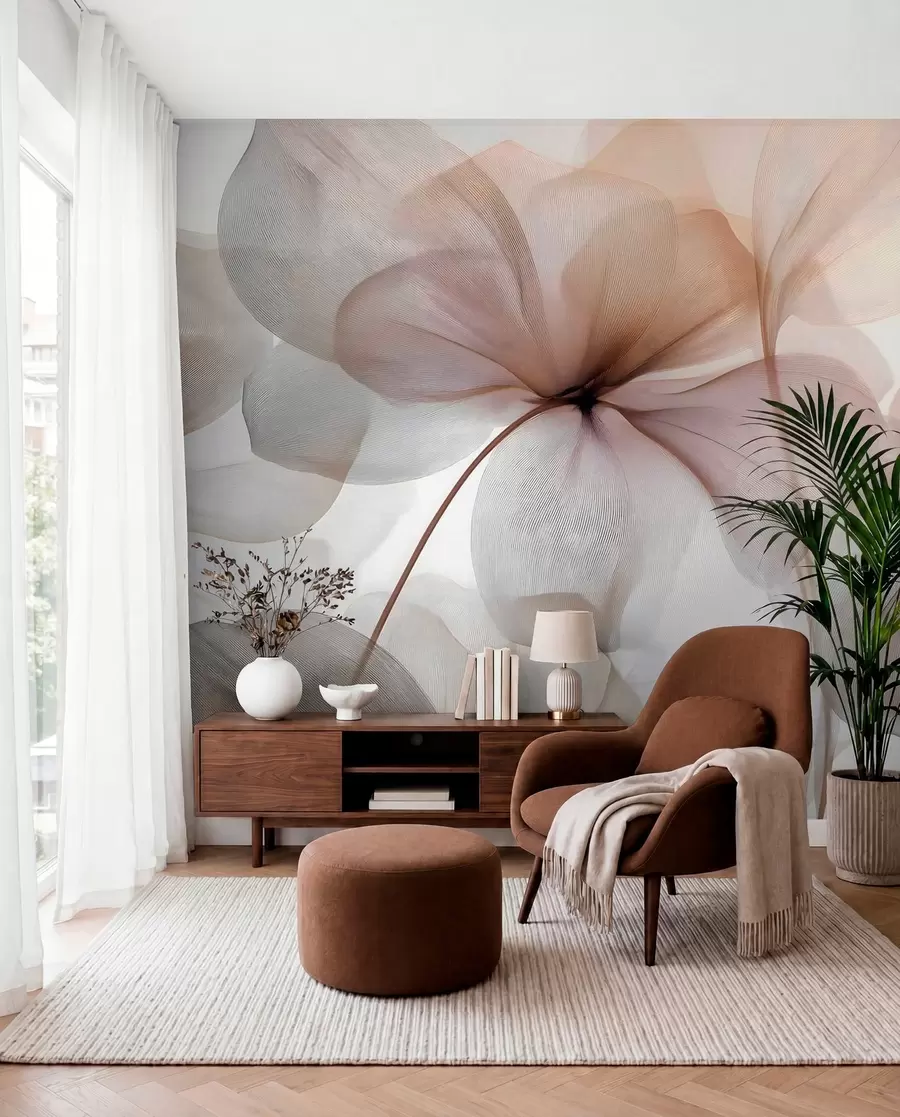 murales flores semitransparentes con vetas w05070