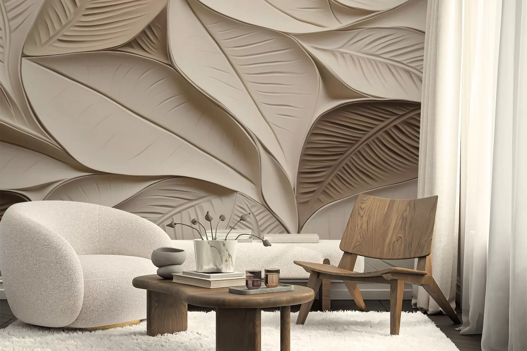 Wall Mural Photo Wallpaper Abstract leaves with veins w05209