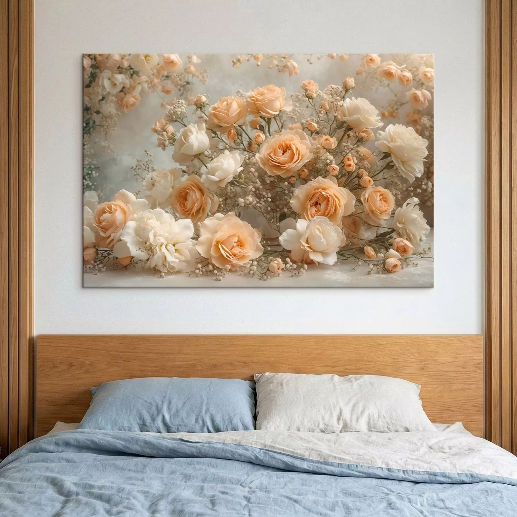 murales Delicadas rosas color crema en un arreglo grande s47279