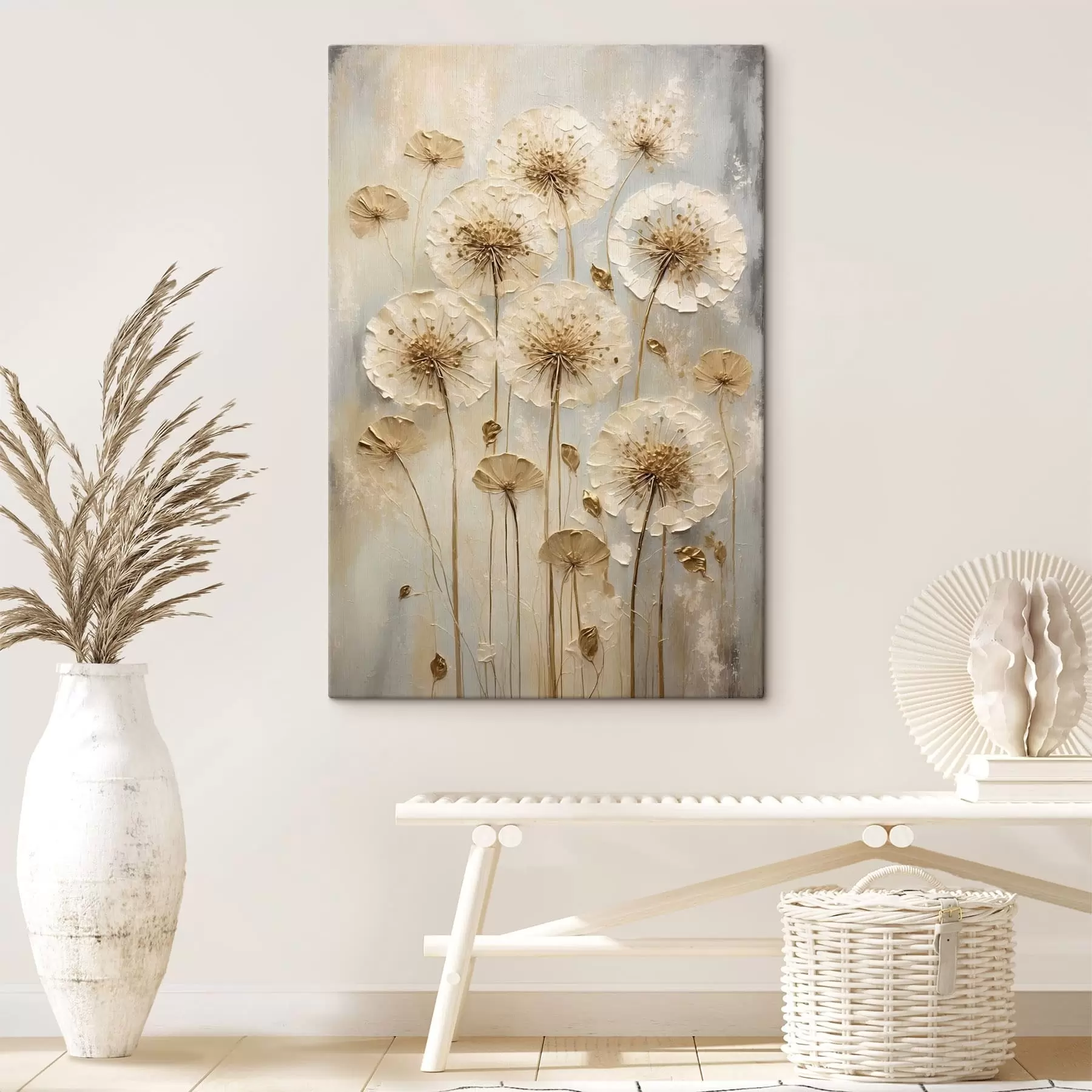 wall murals Tall cream flowers on a light background s47282