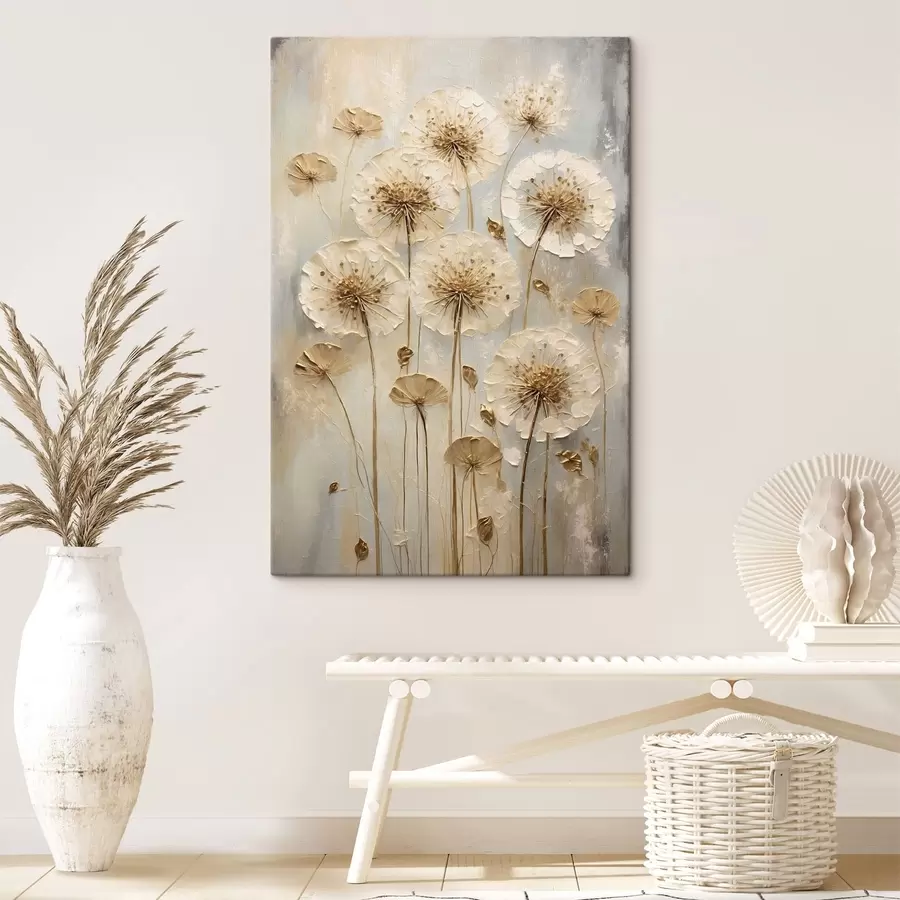 murales Flores altas de color crema sobre un fondo claro. s47282