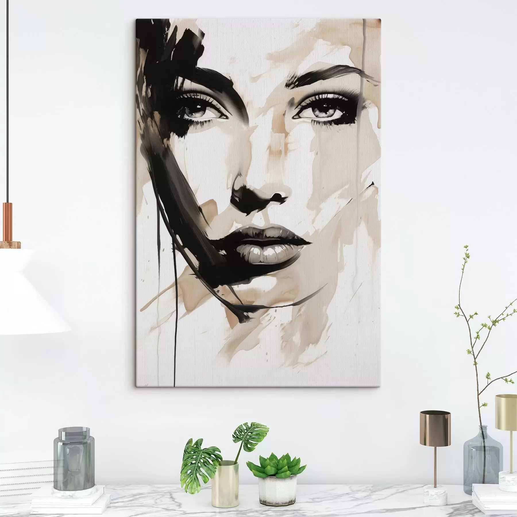 wall murals Abstract female portrait in light tones s47290