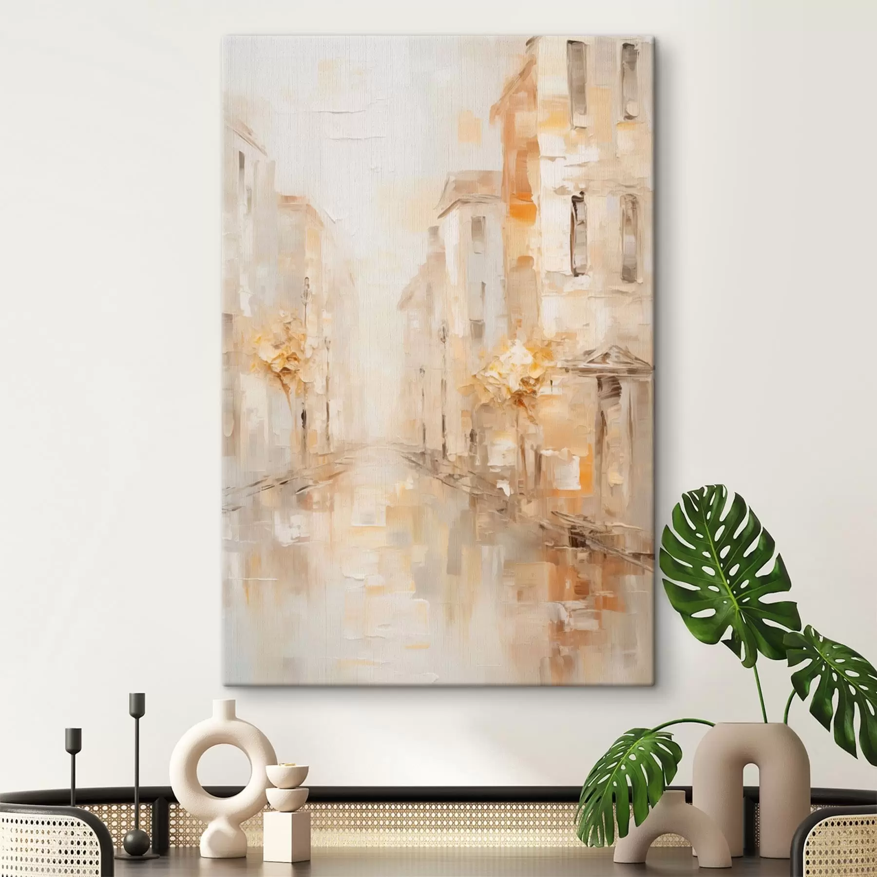 wall murals Soft city street in warm tones s47302