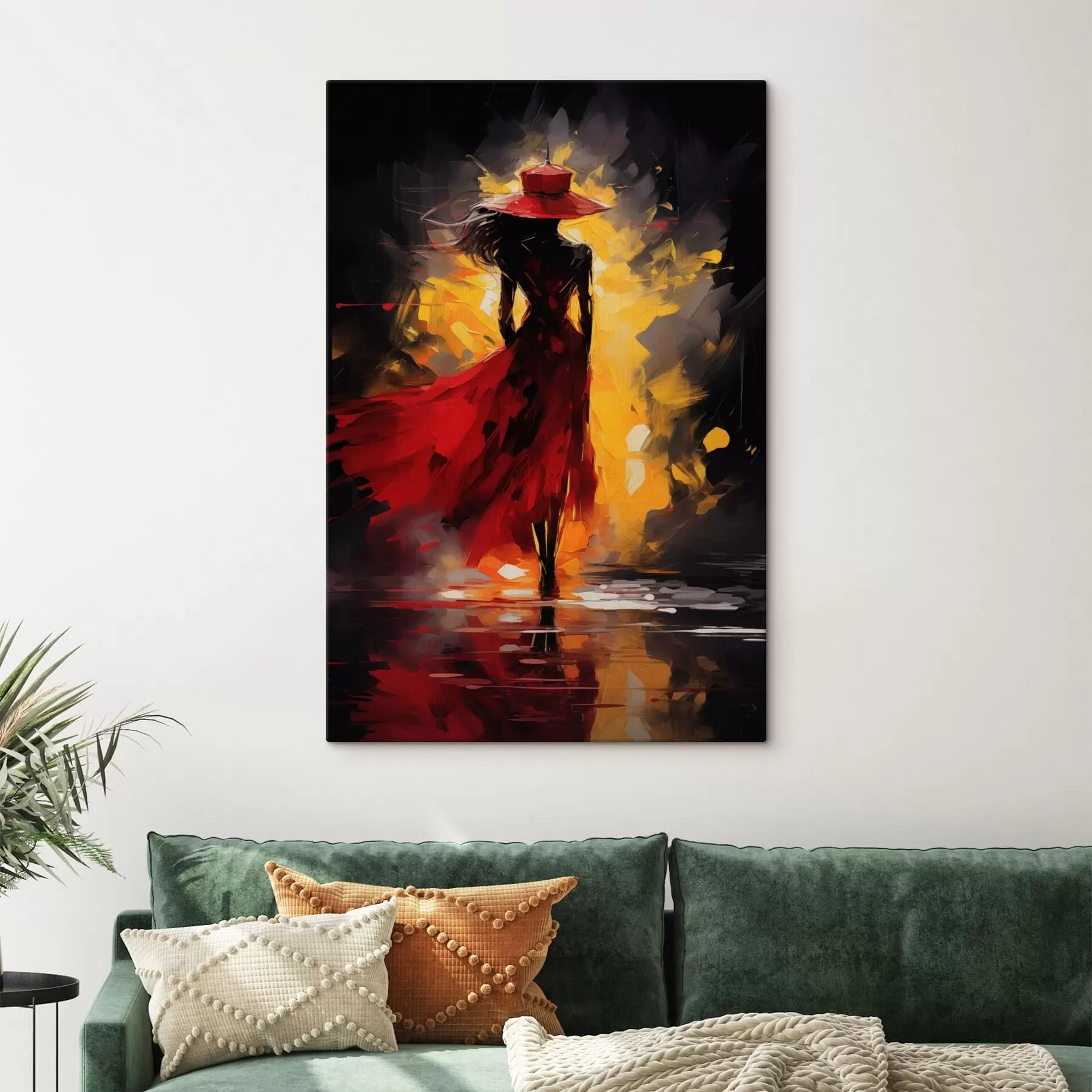 murales Figura en rojo bajo una luz intensa s47318
