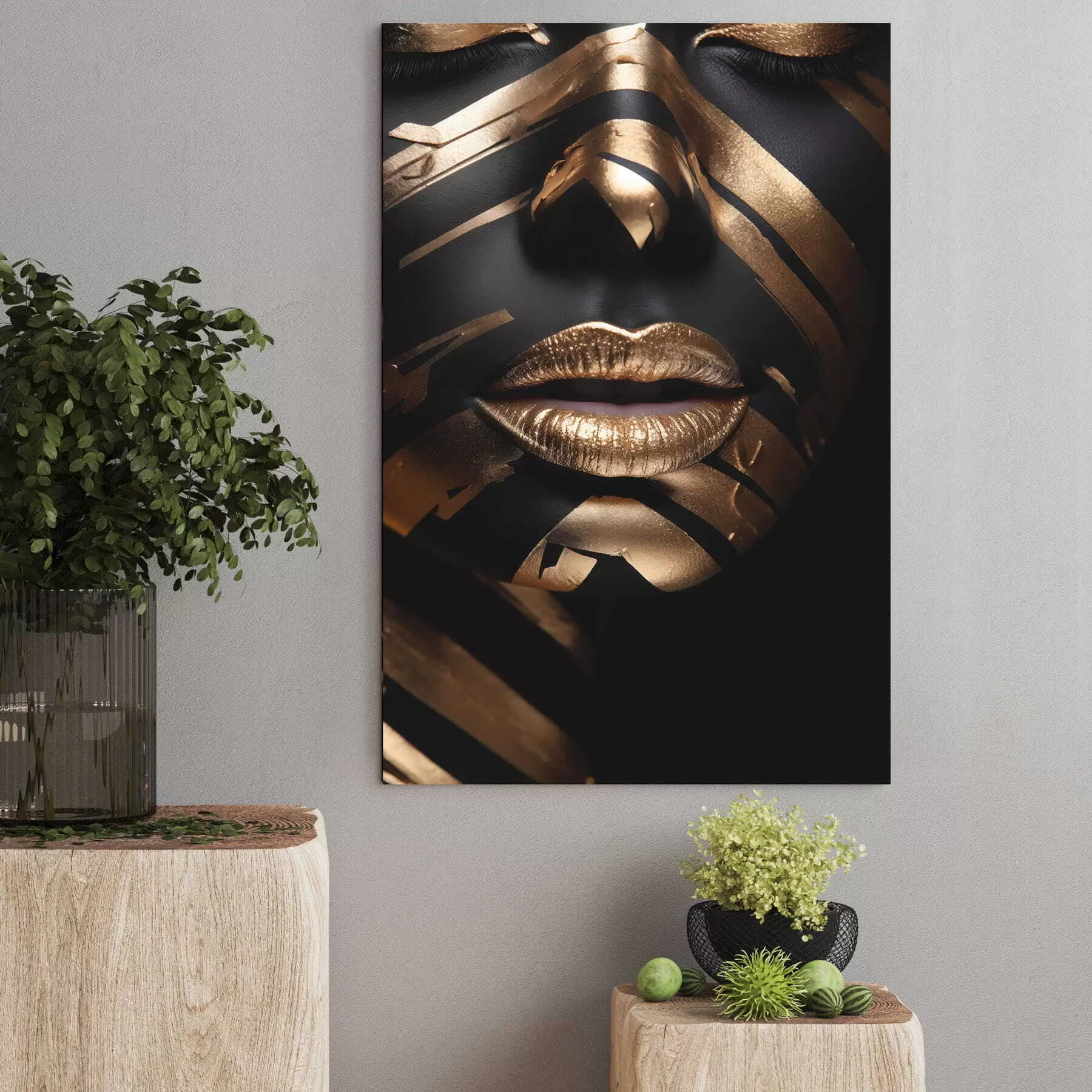 wall murals Face with black and stripes s47320