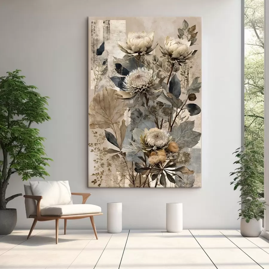 murales Composición botánica en paleta apagada s47755