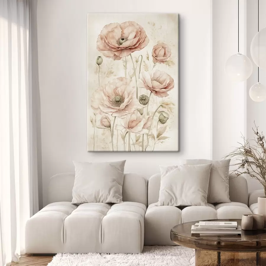 murales Delicadas flores en tonos rosa claro s47756