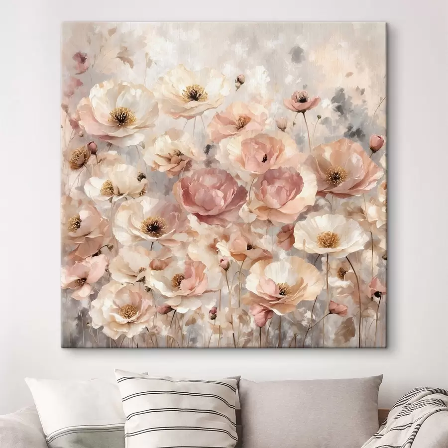wall murals Field of light flowers in soft hues s47757