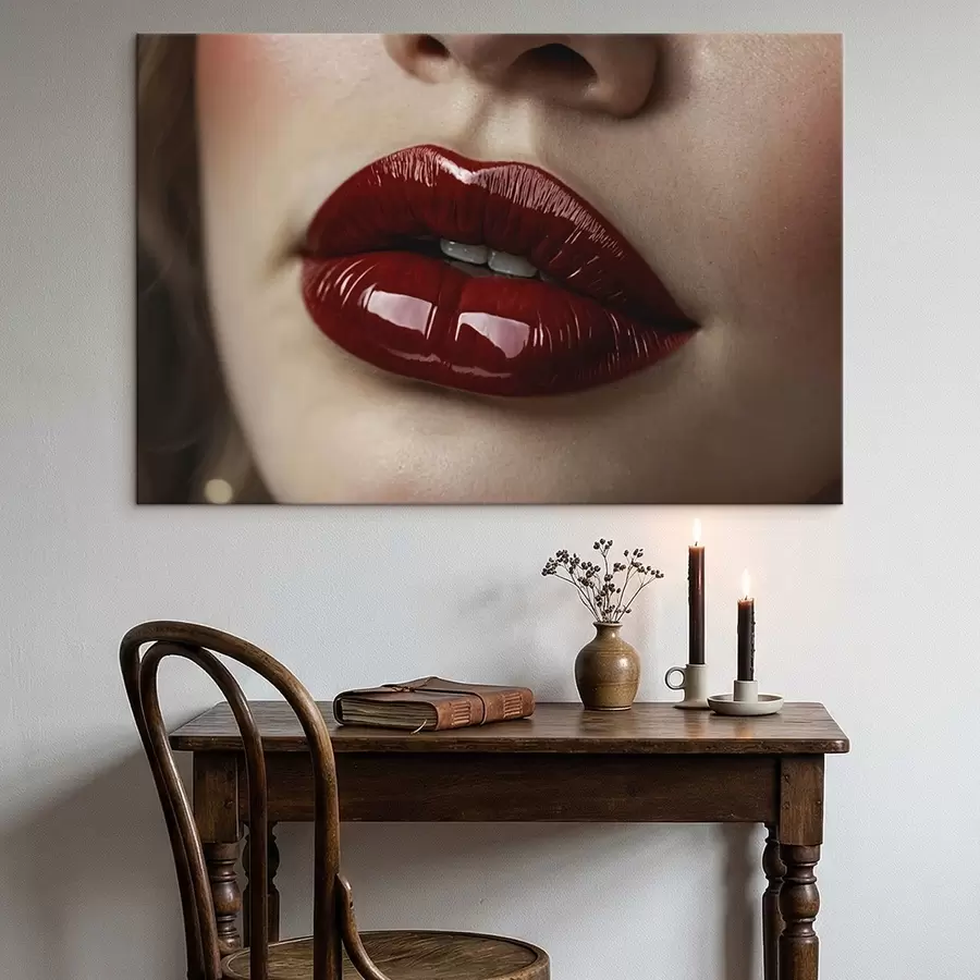 murales Vista muy cercana de unos labios rojos brillantes. s47772