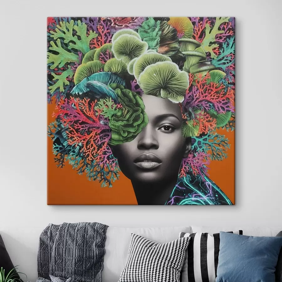 murales Retrato psicodélico con setas s47787