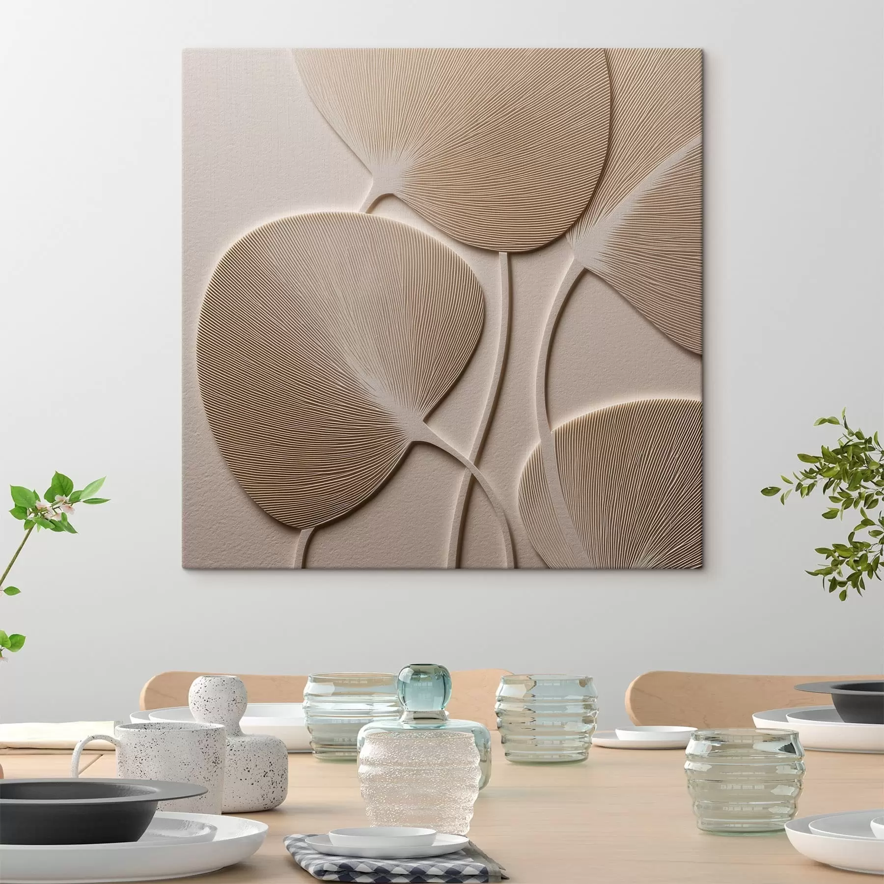 wall murals Abstract with leaves s47795
