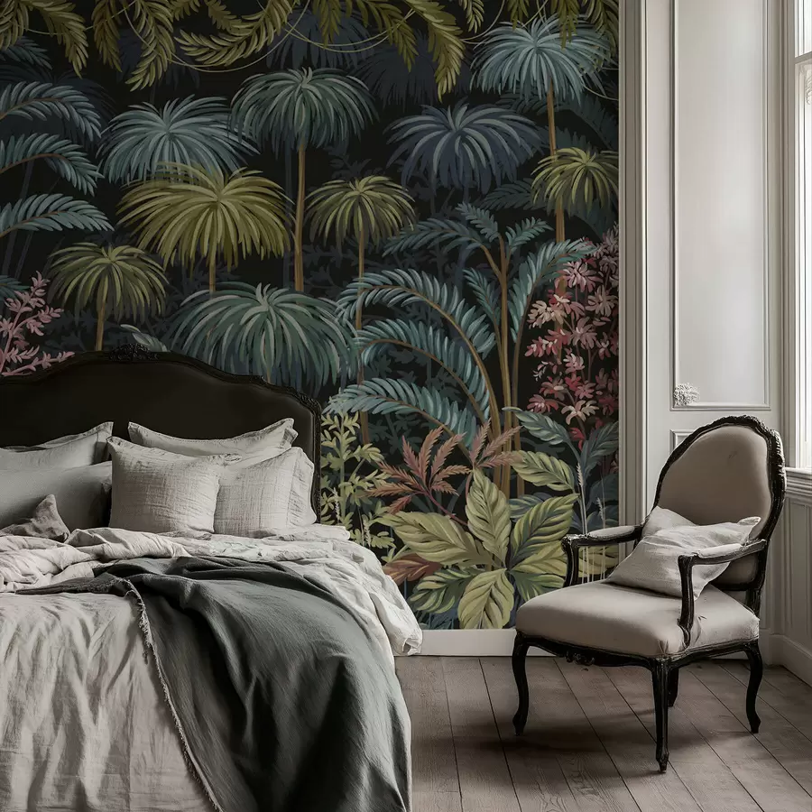 wall murals Dense tropical foliage with large leaves w05116