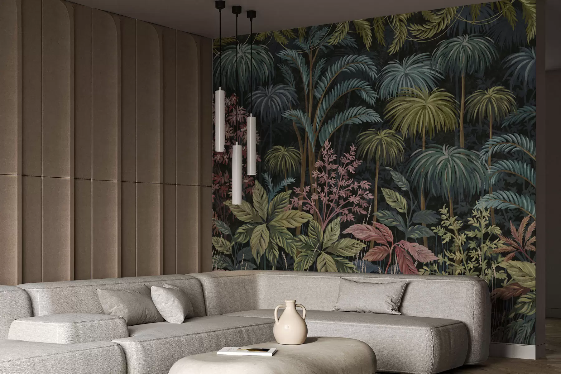 murales Follaje tropical denso con hojas grandes. w05116