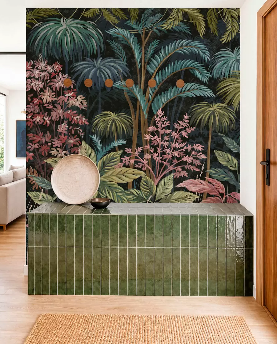 peintures murales Feuillage tropical dense avec de grandes feuilles w05116