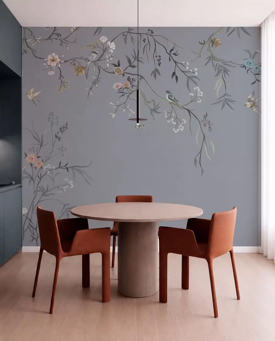 murales Ramas y aves sobre pizarra w05127v5