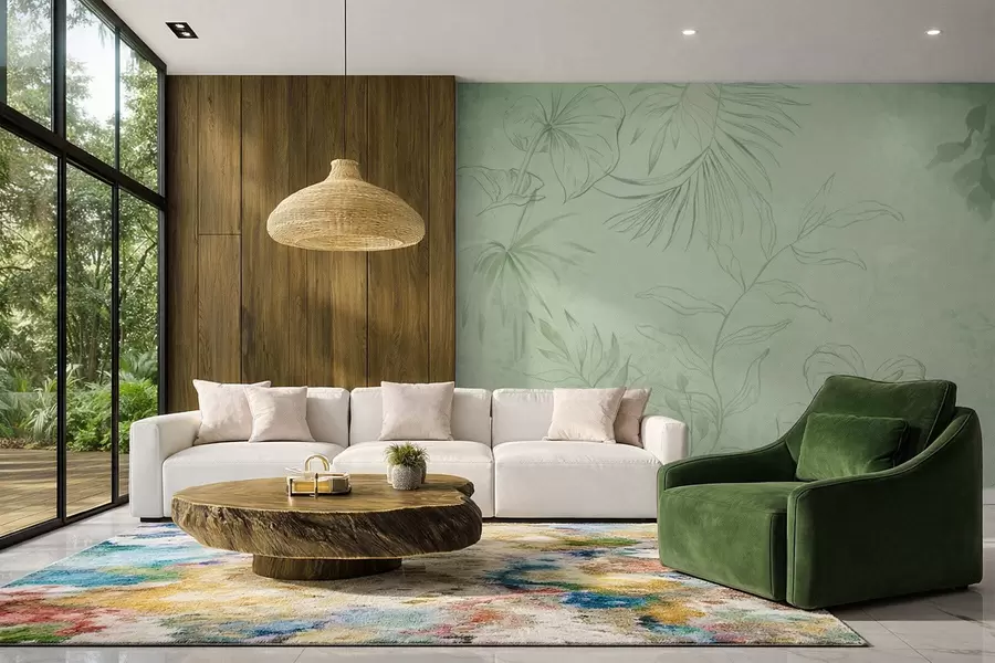 wall murals Linear plants on cool blue background w05128v2