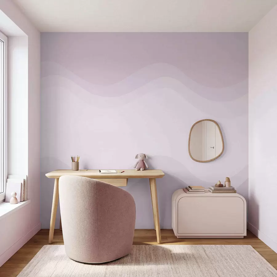 wall murals Abstract waves in soft pink palette w05132