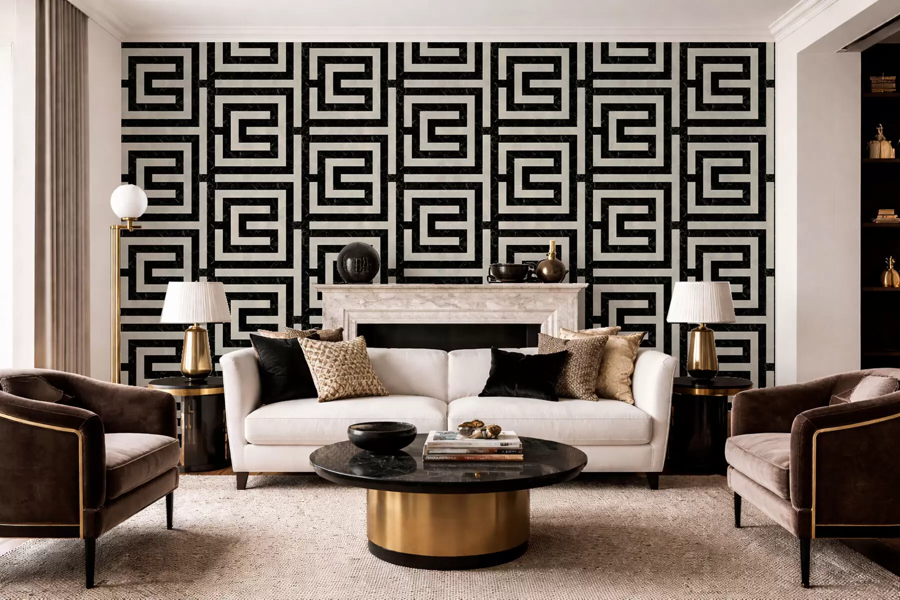 Wall Mural Photo Wallpaper Repeating geometric pattern with square line motifs w05134