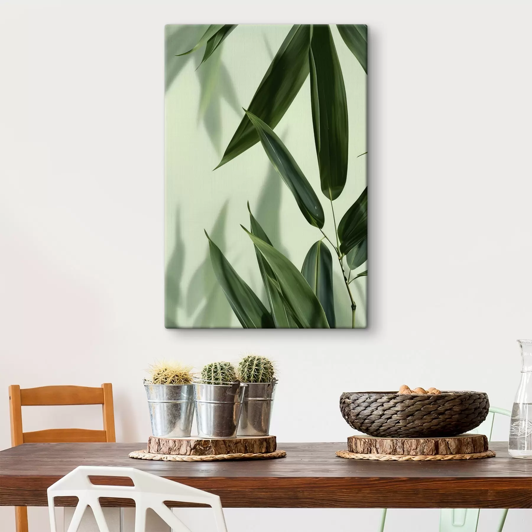 wall murals Bamboo Leaves on a Light Background s47815